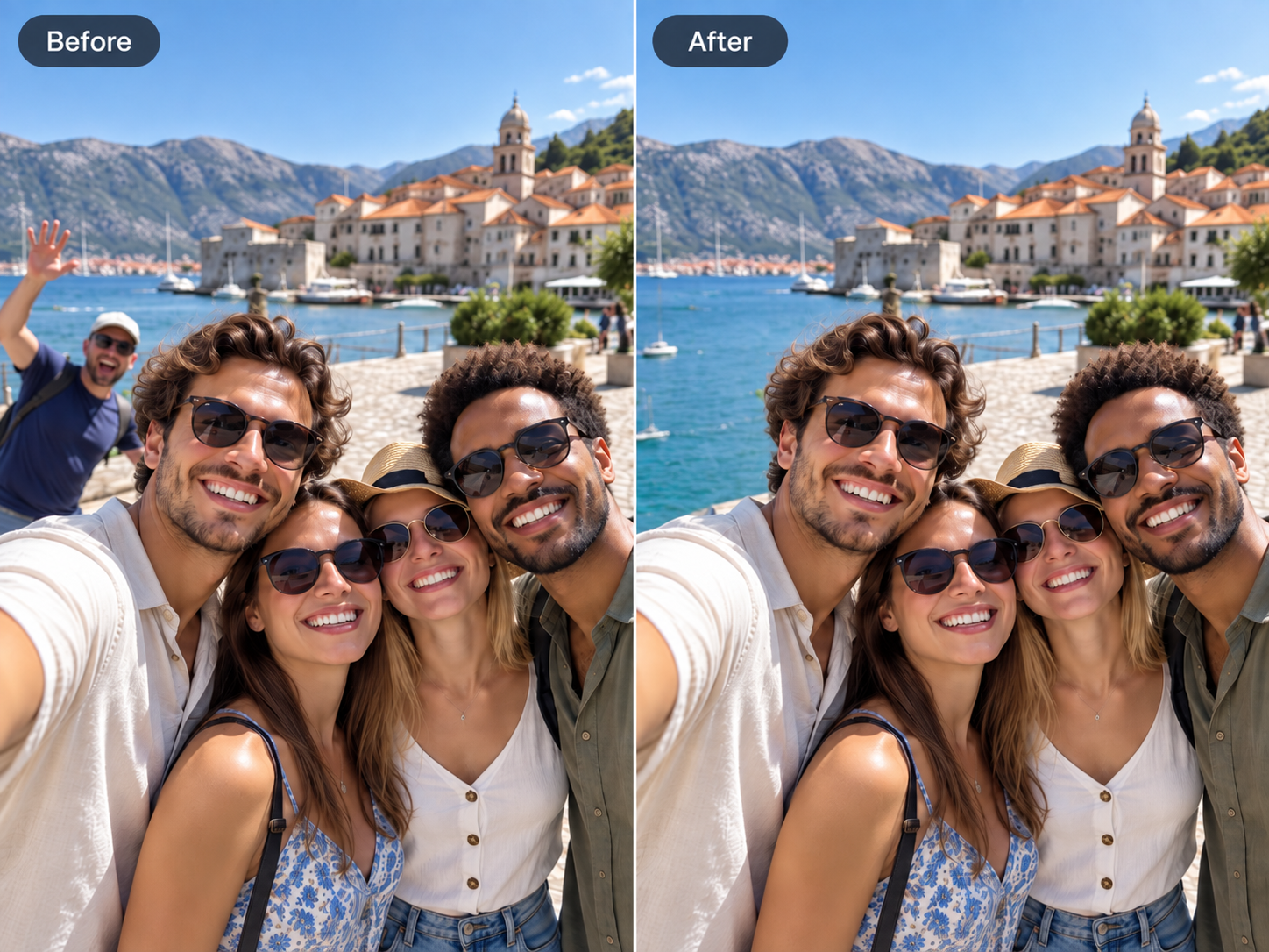 Remove the photobomber — before and after