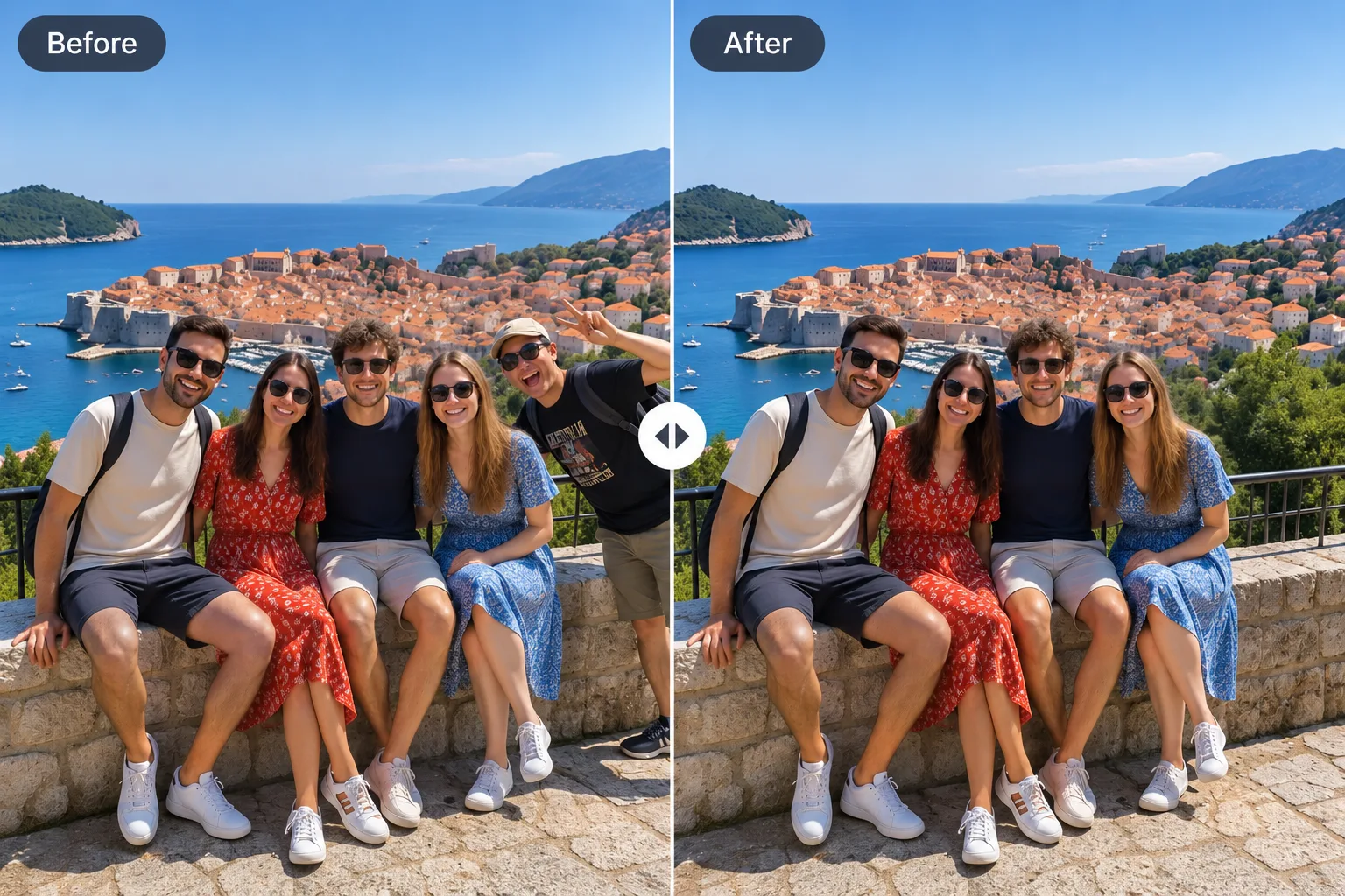 Tighter group photos — before and after